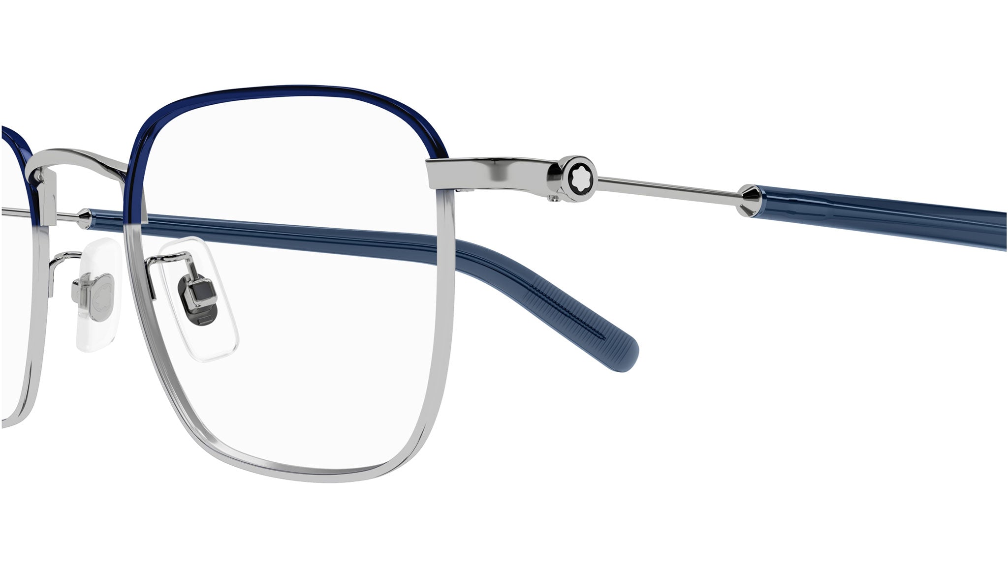 Occhiali da vista MONTBLANC MB0389O Shiny silver shiny transparent varnished blue