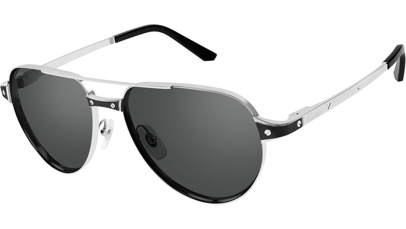 Occhiali da sole CARTIER CT0425S Smooth platinum finish with black inserts