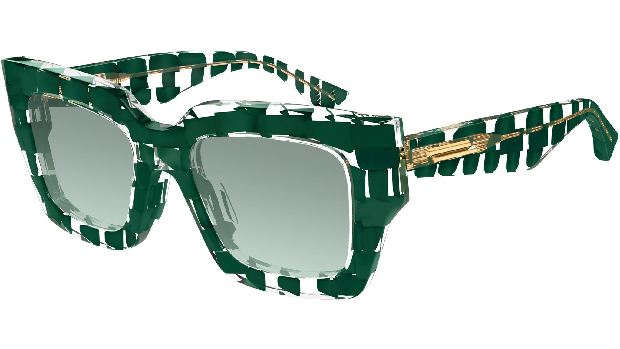 Occhiali da sole BOTTEGA VENETA BV1212S Solid dark green + crystal "intreccio" pattern
