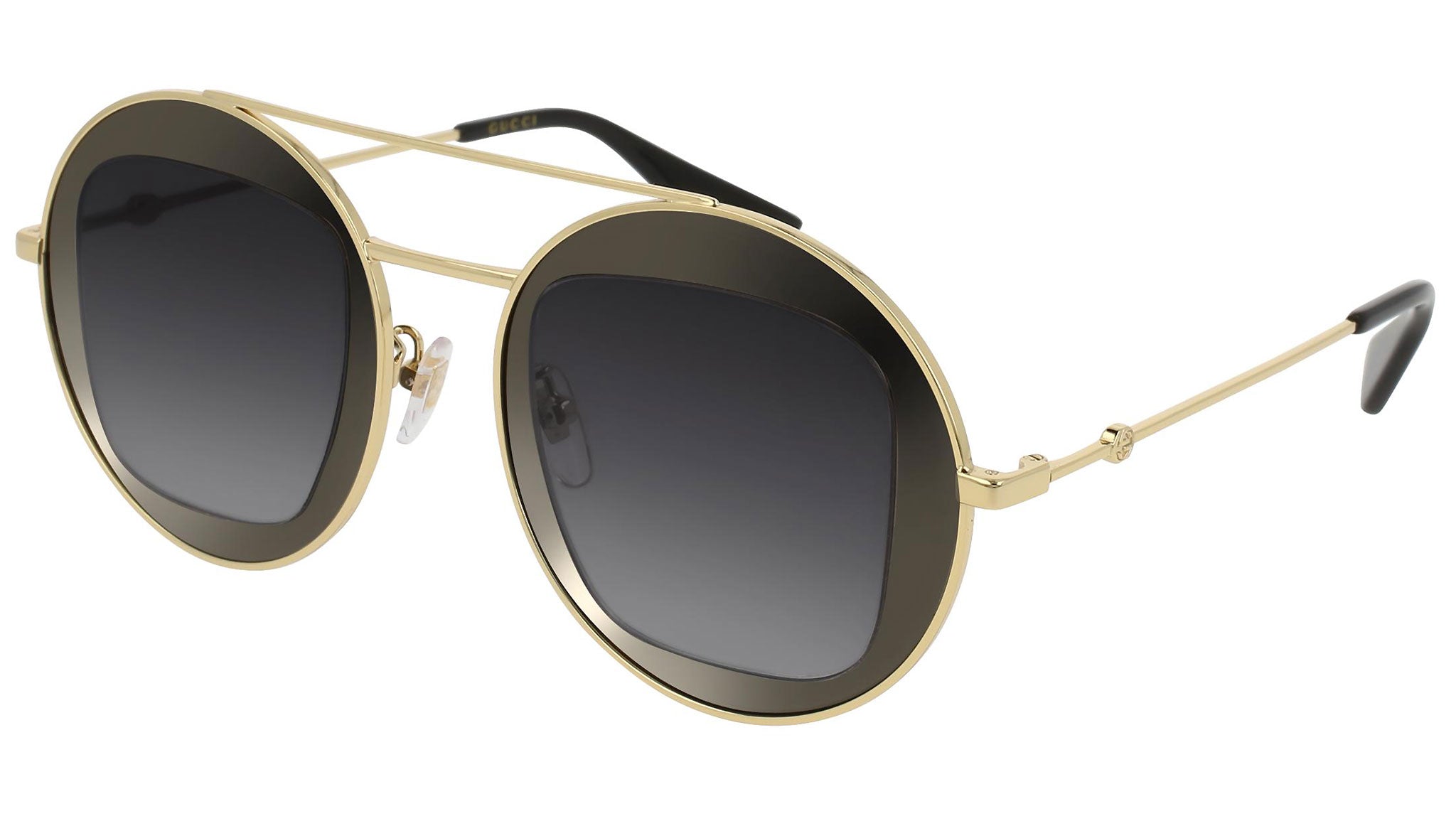 Occhiali da sole GUCCI GG0105S Shiny dark ruthenium and shiny endura gold