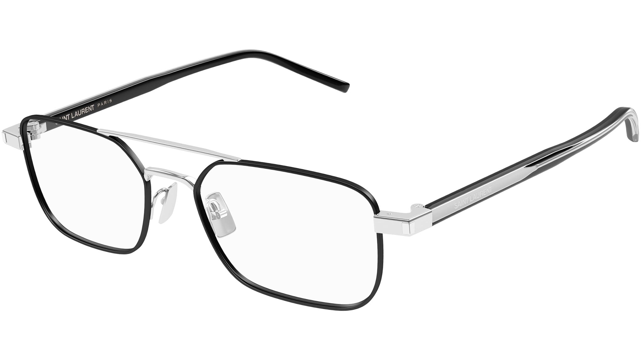 Occhiali da vista SAINT LAURENT SL780 Shiny silver semimatte solid varnished black