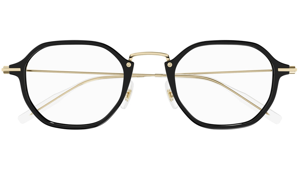 Occhiali da vista MONTBLANC MB0296O Shiny solid black shiny light gold metal