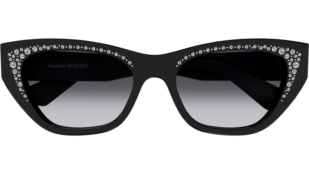 Occhiali da sole ALEXANDER MCQUEEN AM0465S Shiny black + swarovsky on eyebrow