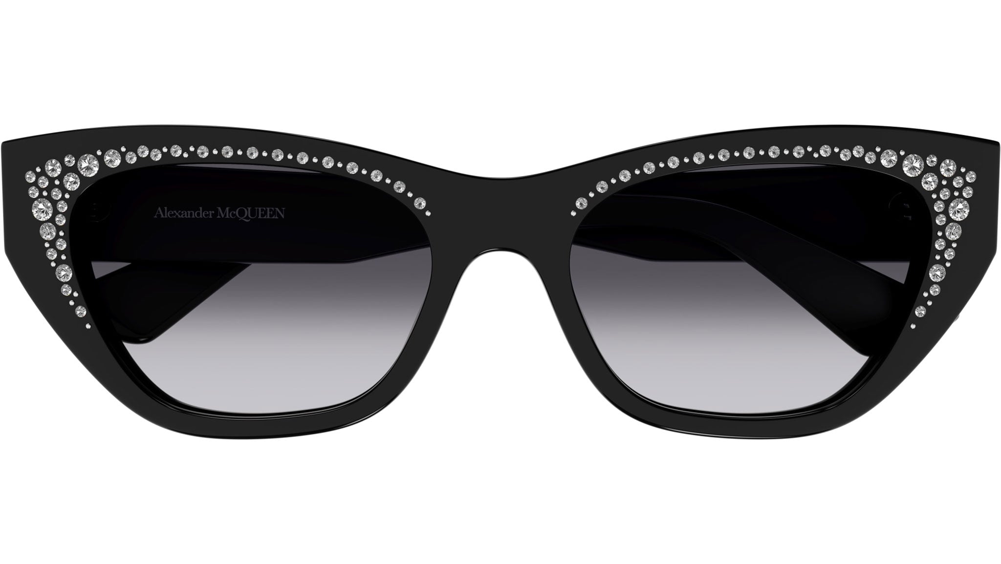 Occhiali da sole ALEXANDER MCQUEEN AM0465S Shiny black + swarovsky on eyebrow