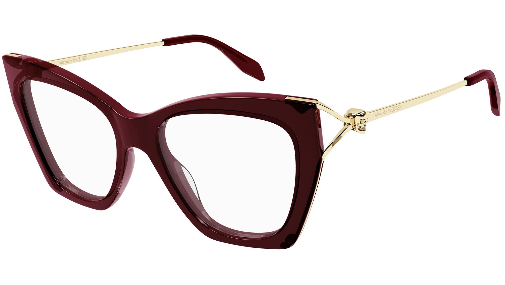 Occhiali da vista ALEXANDER MCQUEEN AM0376O Shiny transp. burgundy shiny light gold