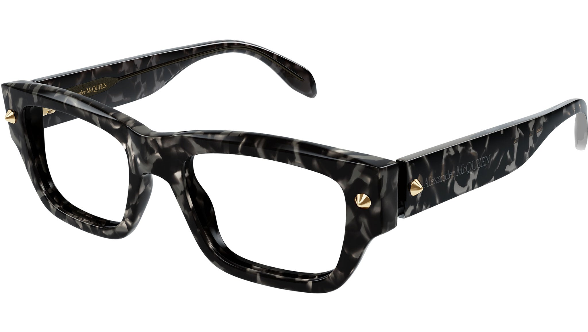 Occhiali da vista ALEXANDER MCQUEEN AM0428O Shiny grey havana with light gold studs