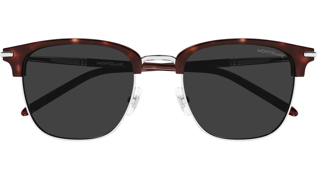 Occhiali da sole MONTBLANC MB0242S Shiny red havana acetate eye-brows and shiny silver metal front