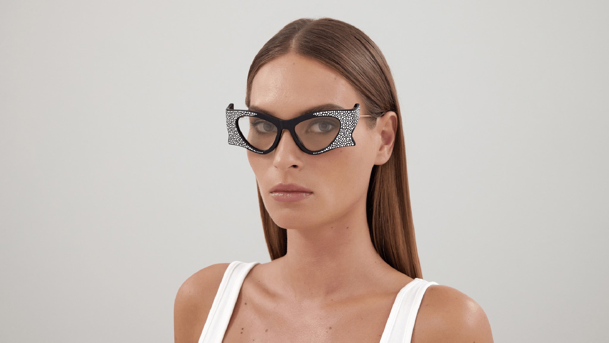 Occhiali da sole GUCCI GG1328S Shiny solid black + crystal strass