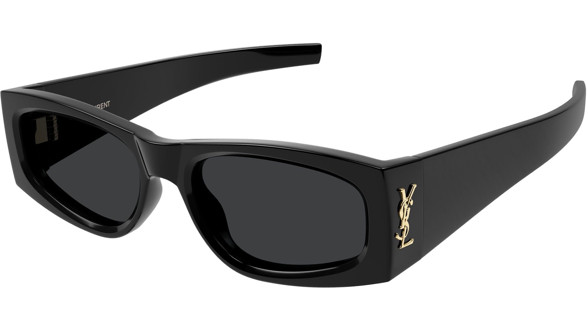 Occhiali da sole SAINT LAURENT SLM140 Shiny solid black shiny light gold ysl logo