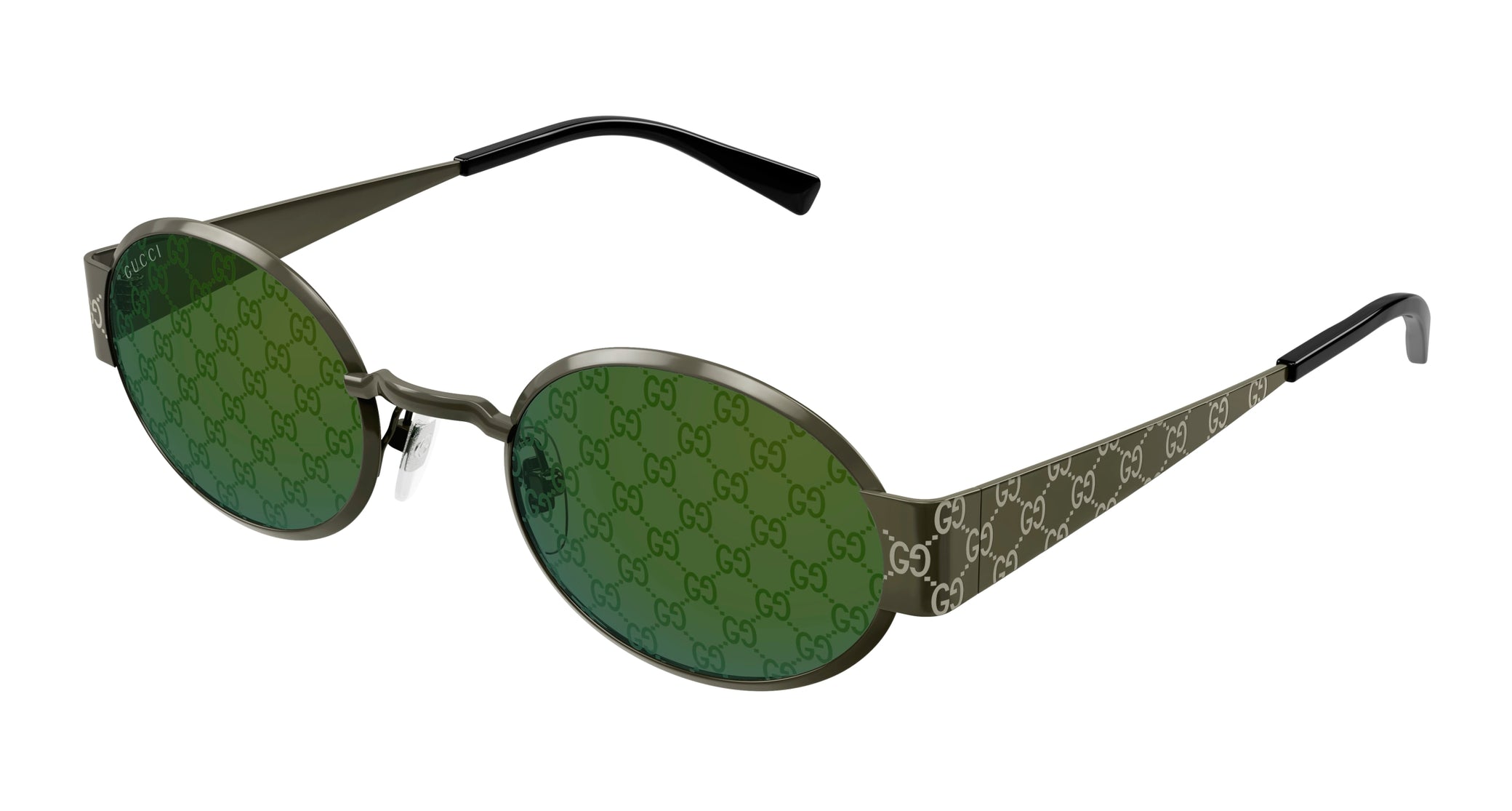 Occhiali da sole GUCCI GG1854S Shiny transparent varnish military green laser guccissima texture