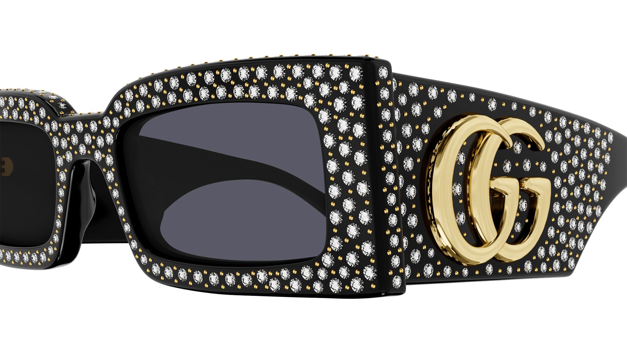 Occhiali da sole GUCCI GG1425S Shiny solid black with strass and studs