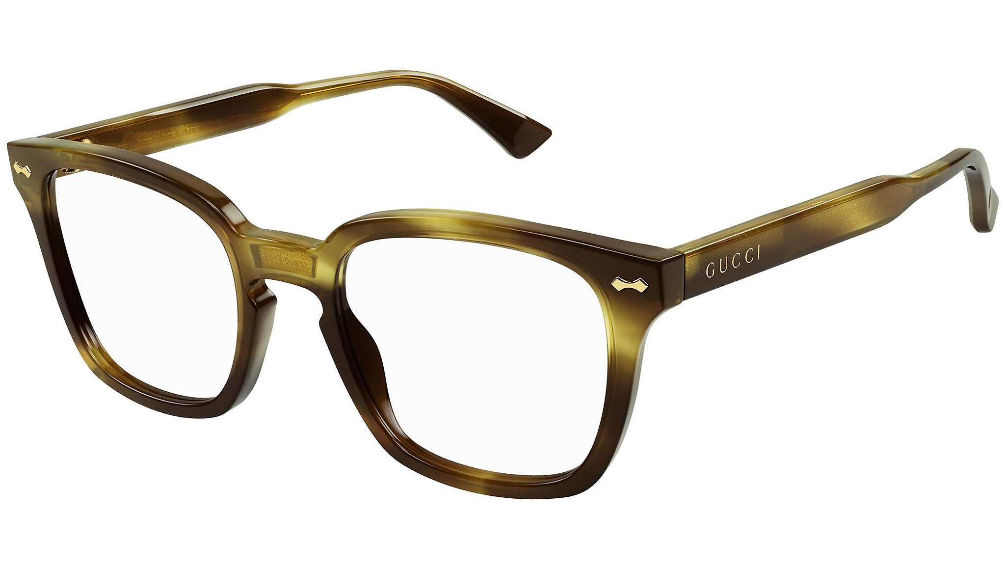 Occhiali da vista GUCCI GG0184O Shiny kaki melange havana