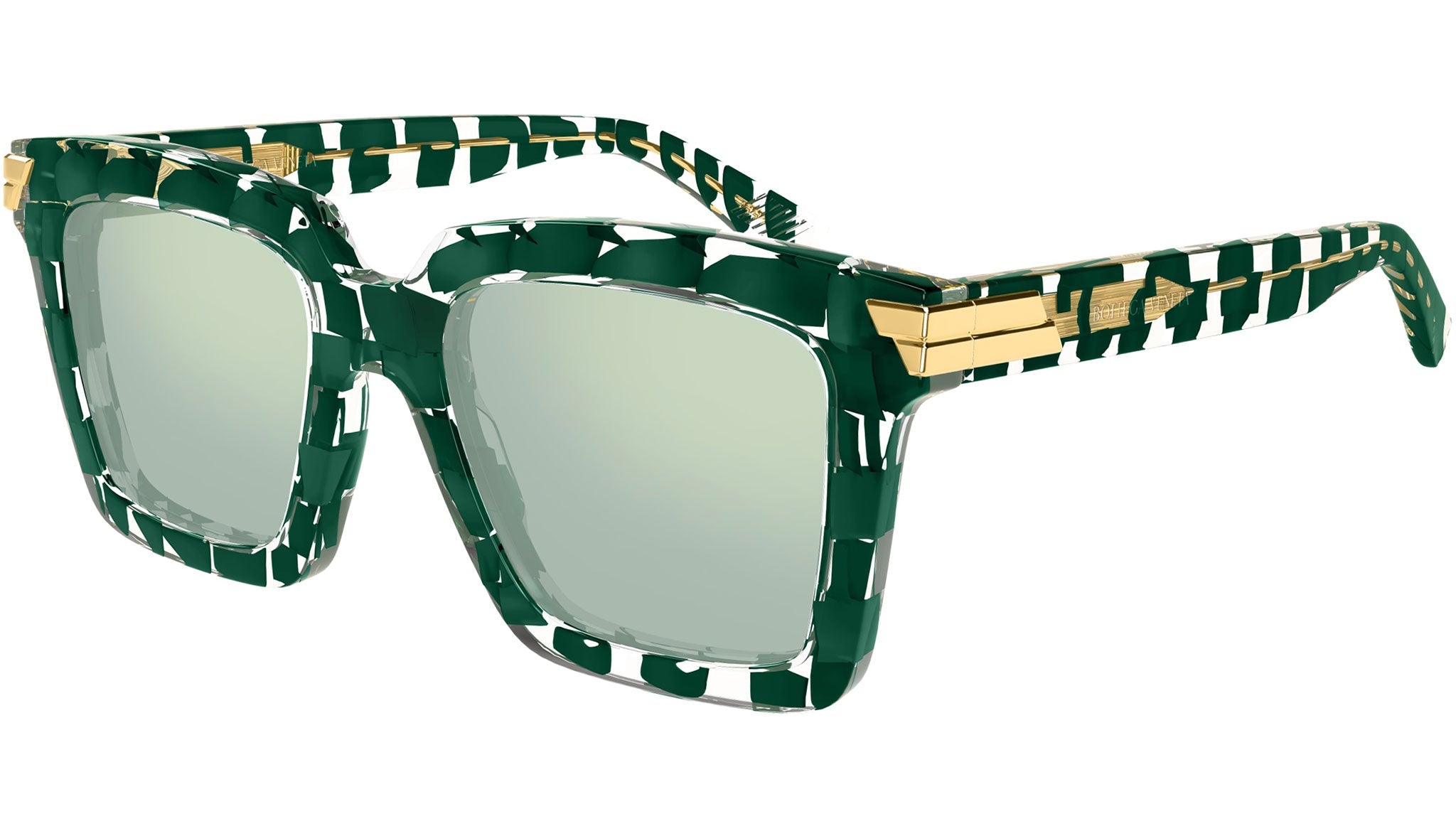Occhiali da sole BOTTEGA VENETA BV1005S Solid dark green + crystal "intreccio" pattern