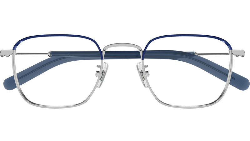 Occhiali da vista MONTBLANC MB0389O Shiny silver shiny transparent varnished blue