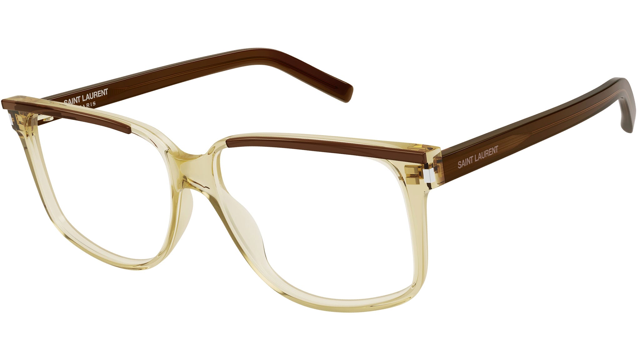 Occhiali da vista SAINT LAURENT SL599 Shiny bilayer transparent dark brown light yellow