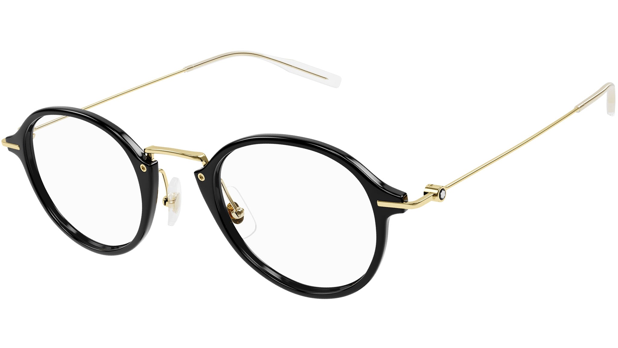 Occhiali da vista MONTBLANC MB0297O Shiny solid black shiny light gold metal
