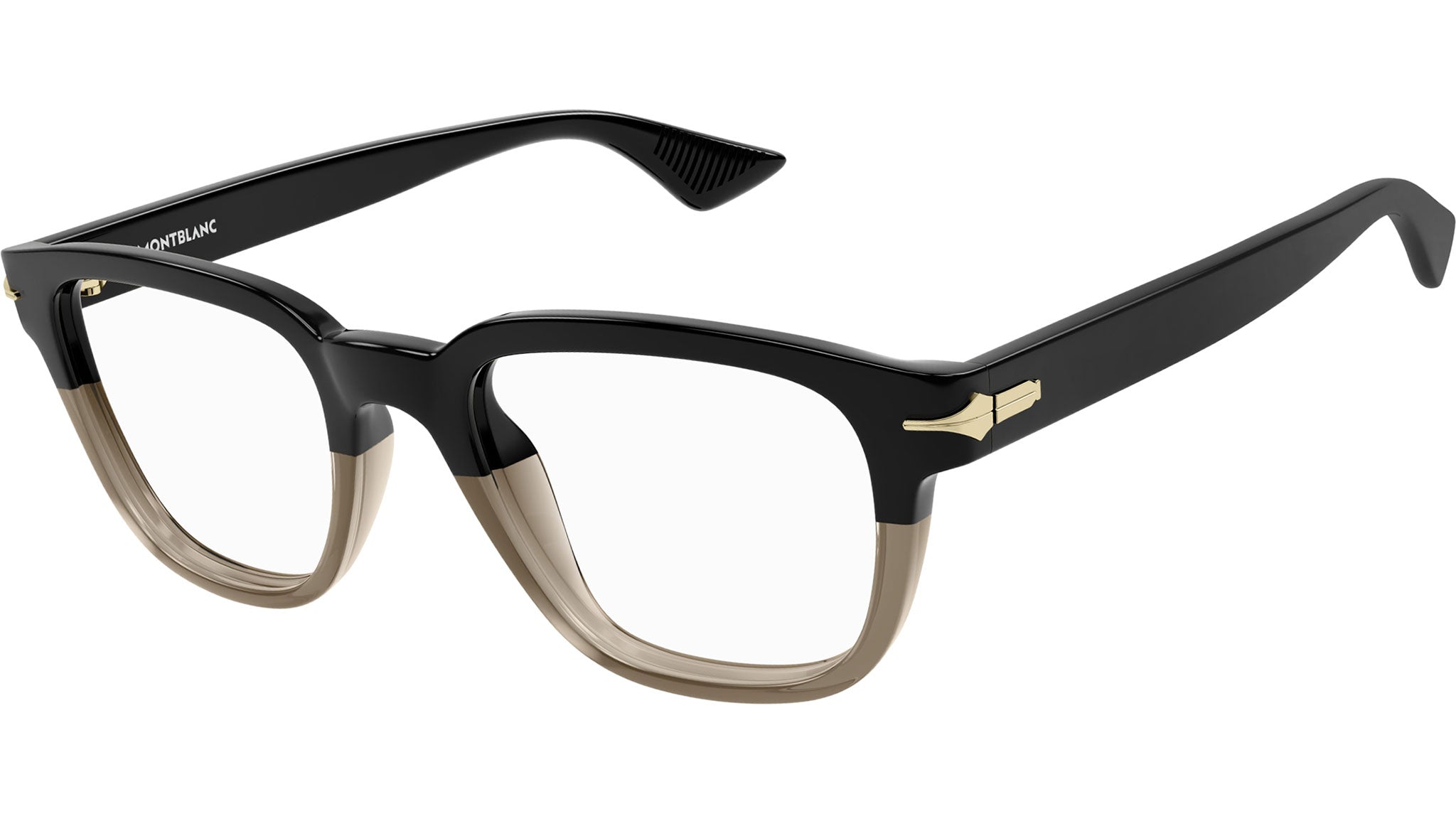 Occhiali da vista MONTBLANC MB0305O Shiny solid black transparent mud