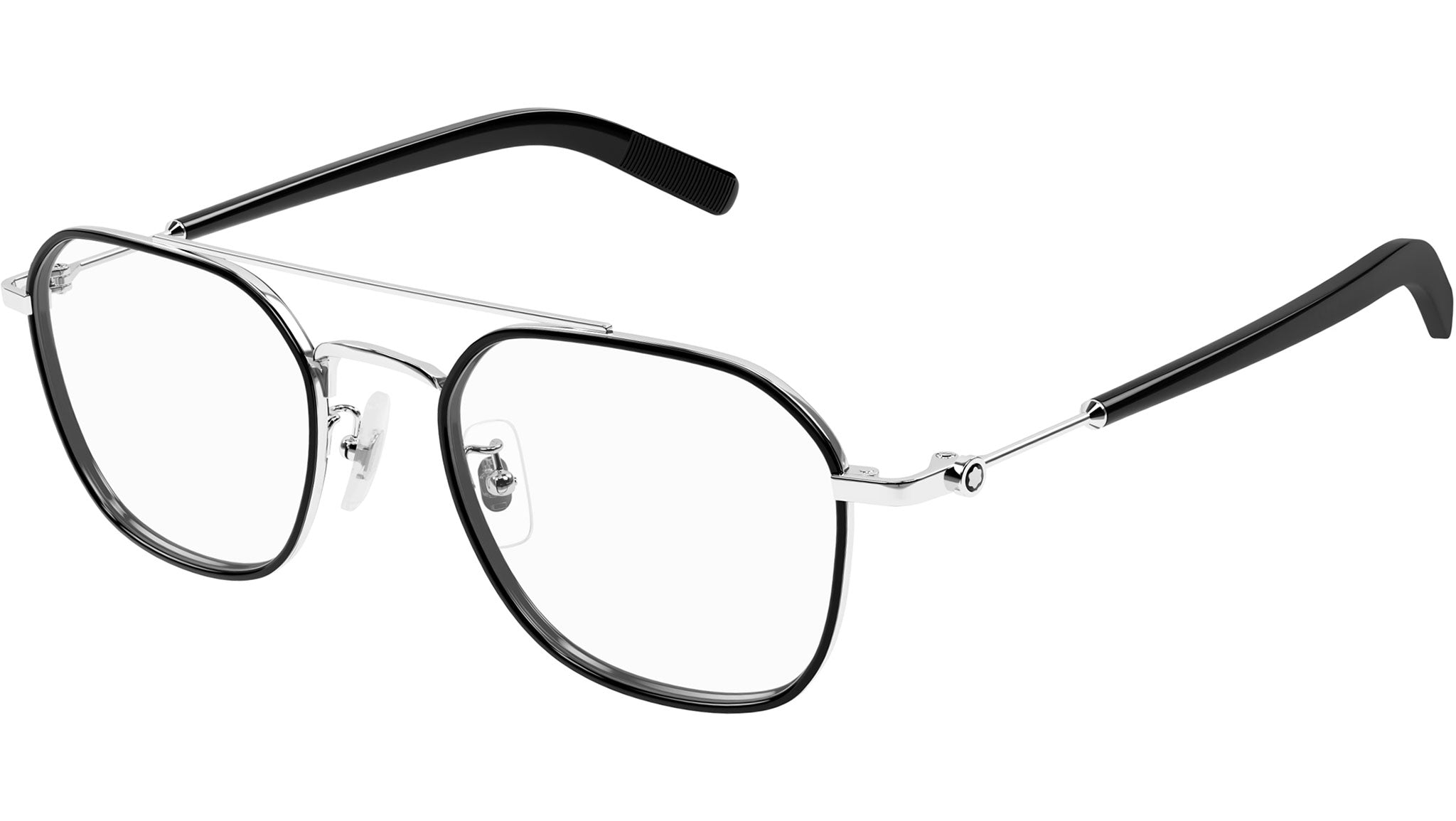 Occhiali da vista MONTBLANC MB0391OA Shiny silver shiny black rim