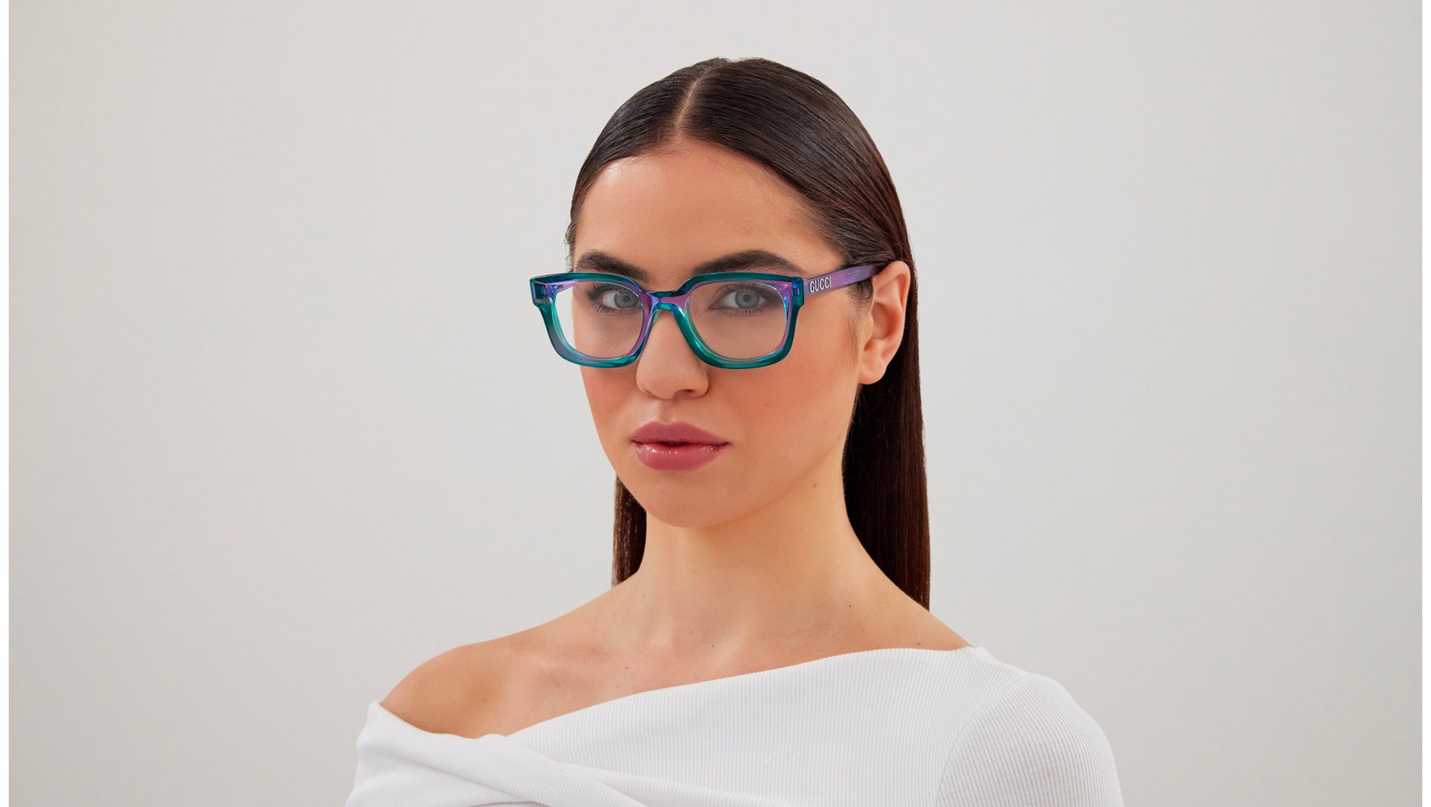 Occhiali da vista GUCCI GG1721O Front: shiny transparent violet - front edge allover shiny trasparent tiffany
