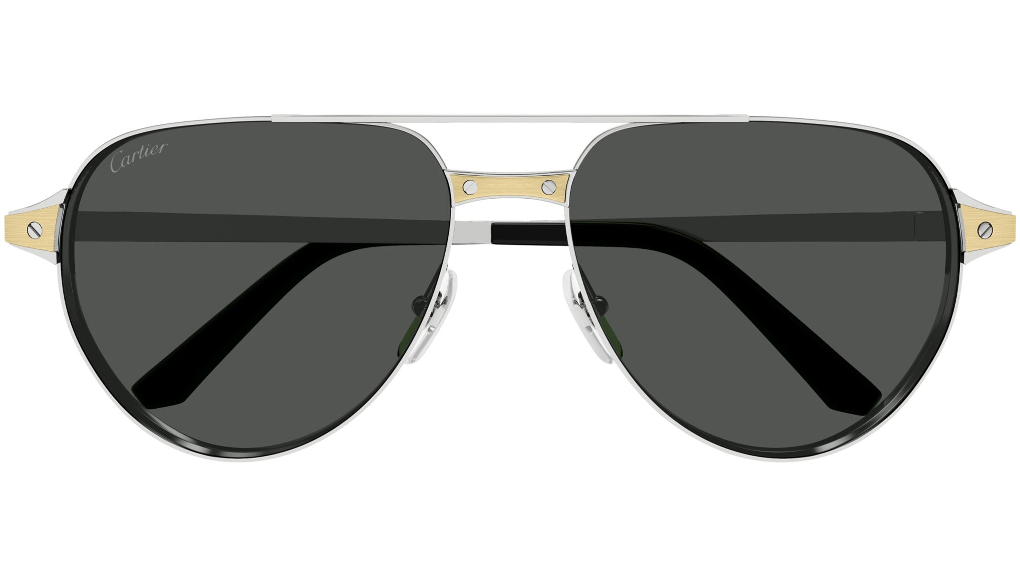 Occhiali da sole CARTIER CT0425S Smooth platinum finish with brushed champagne inserts