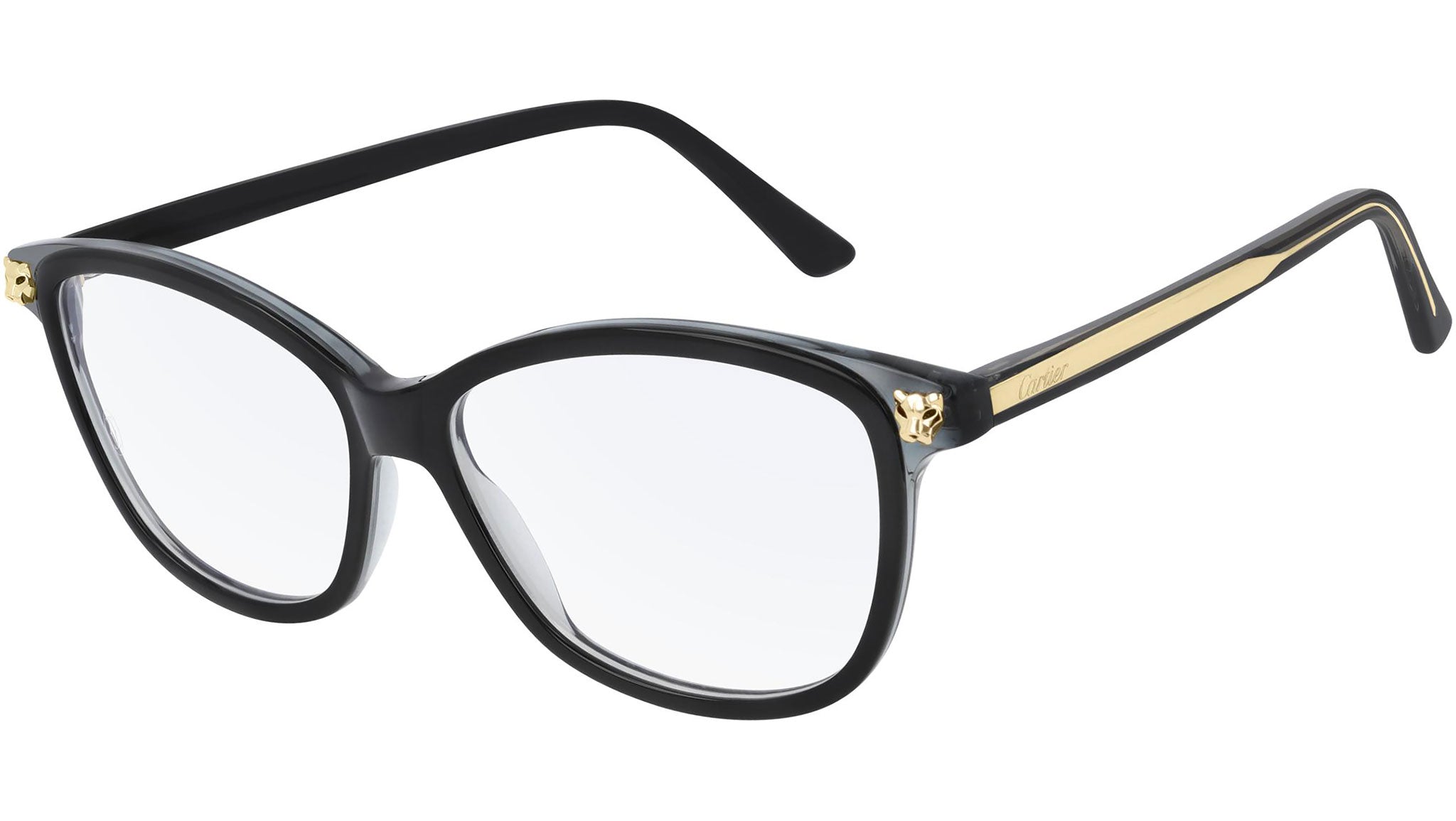 Occhiali da vista CARTIER CT0207O Shiny bilayer black transparent grey