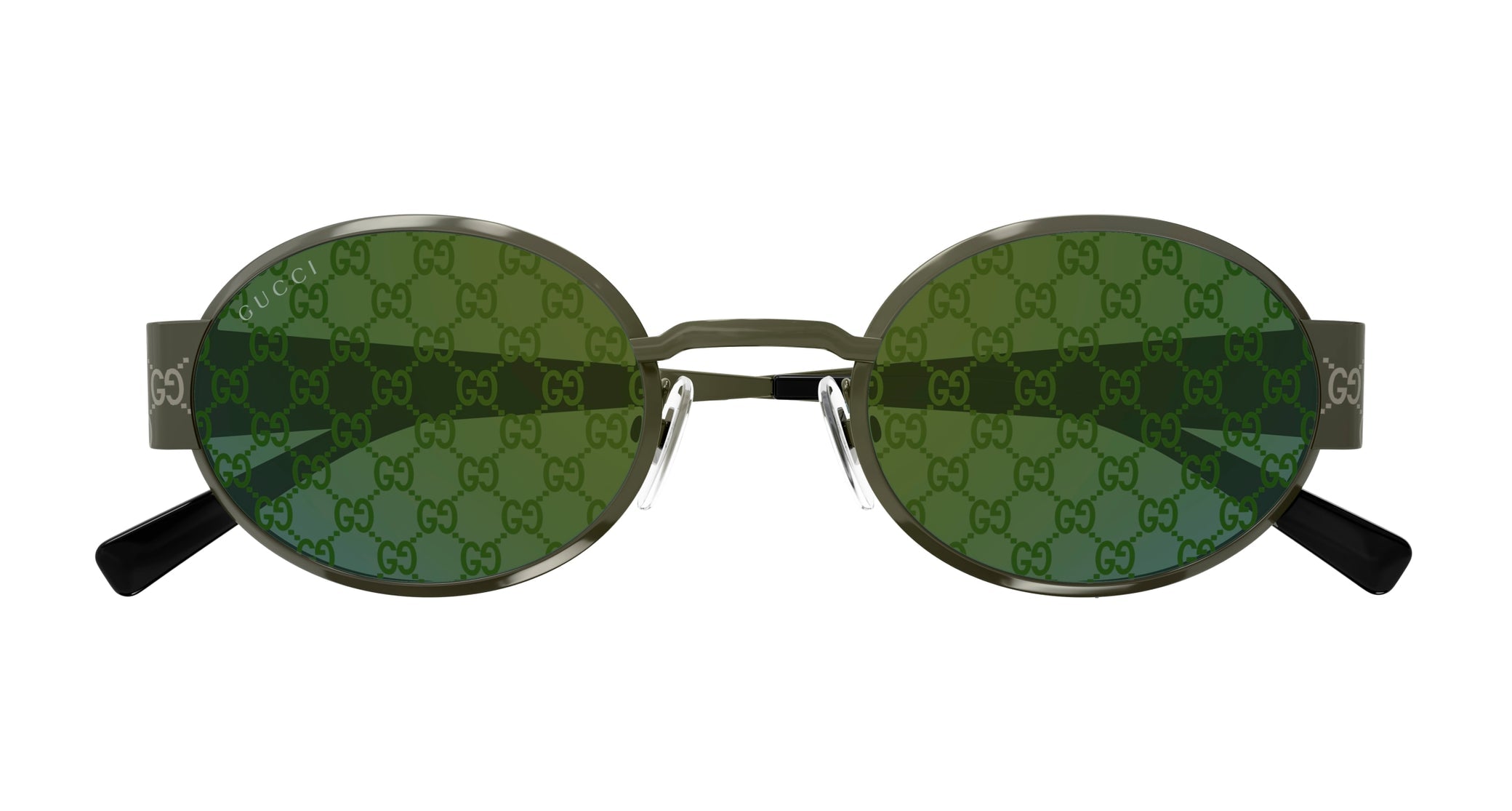 Occhiali da sole GUCCI GG1854S Shiny transparent varnish military green laser guccissima texture