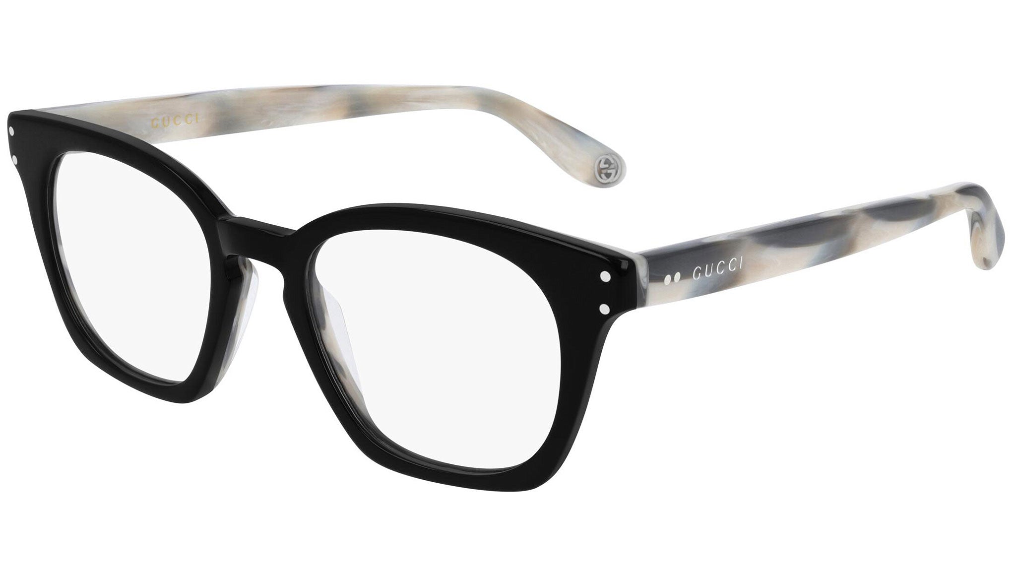 Occhiali GUCCI GG0572O Shiny bilayer black grey ivory horn
