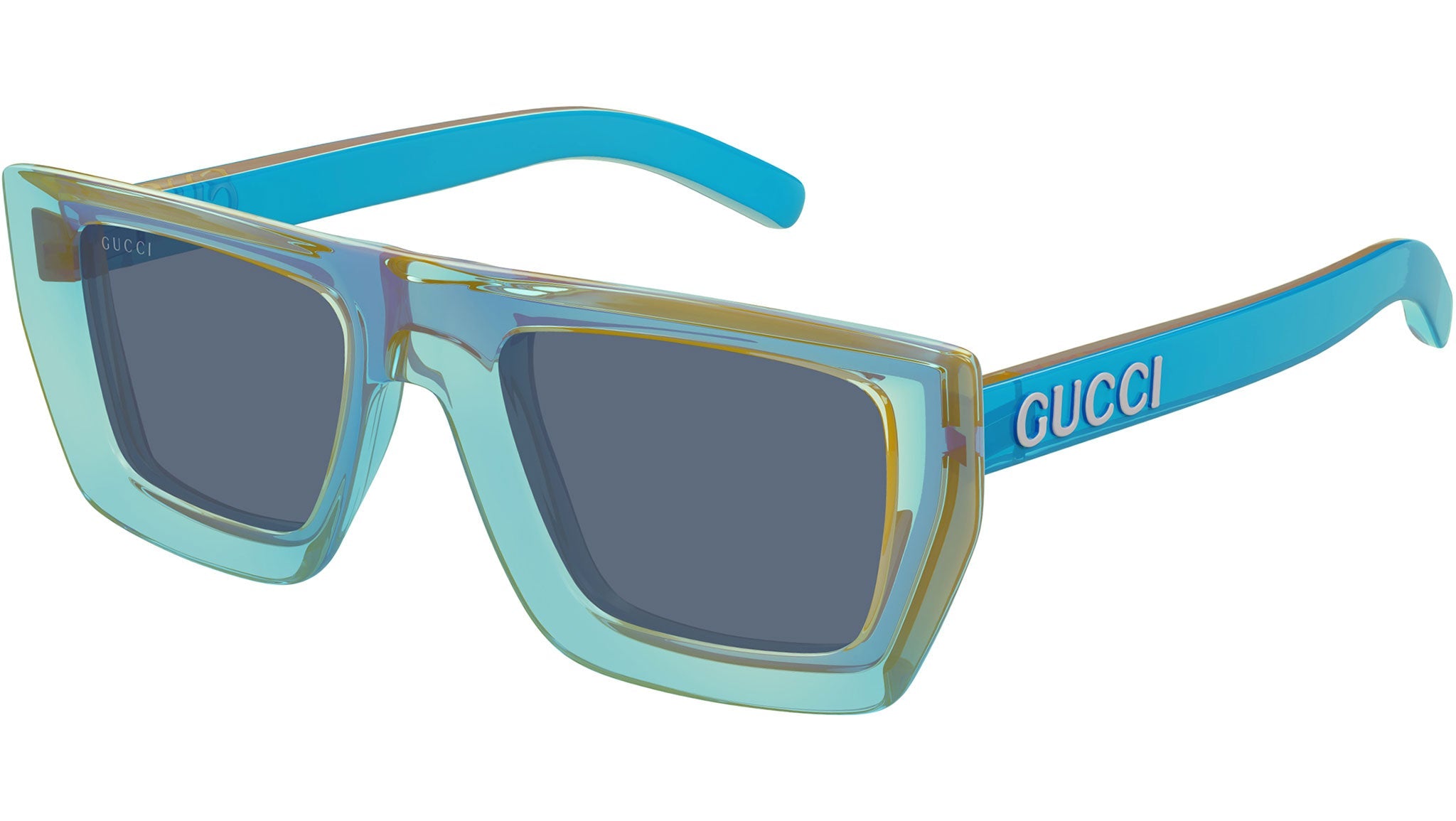 Occhiali da sole GUCCI GG1723S Front: shiny transparent neon light blue - front edge allover: shiny transparent mandarin