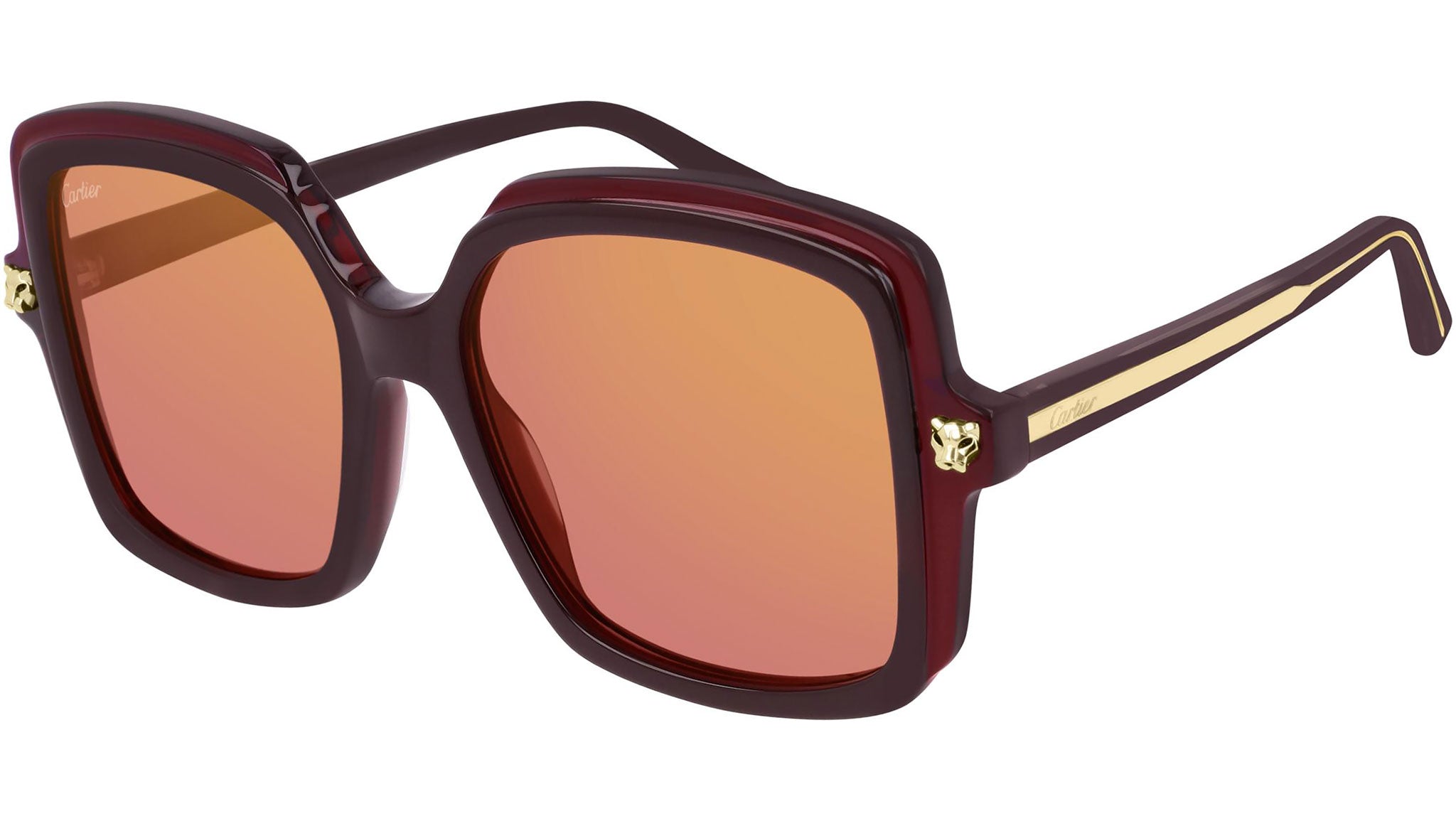 Occhiali da sole CARTIER CT0196S Shiny bilayer solid dark burgundy transparent burgundy