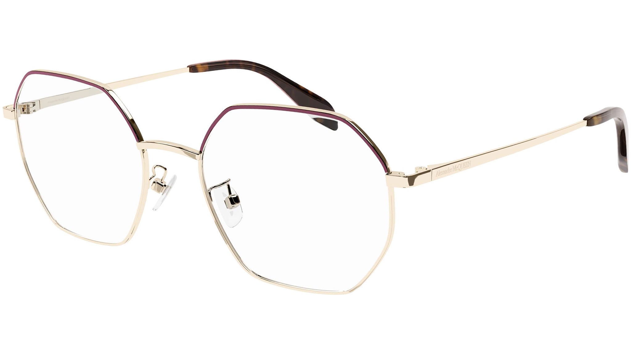 Occhiali da vista ALEXANDER MCQUEEN AM0338O Shiny rose gold metal and shiny bordeaux varnish