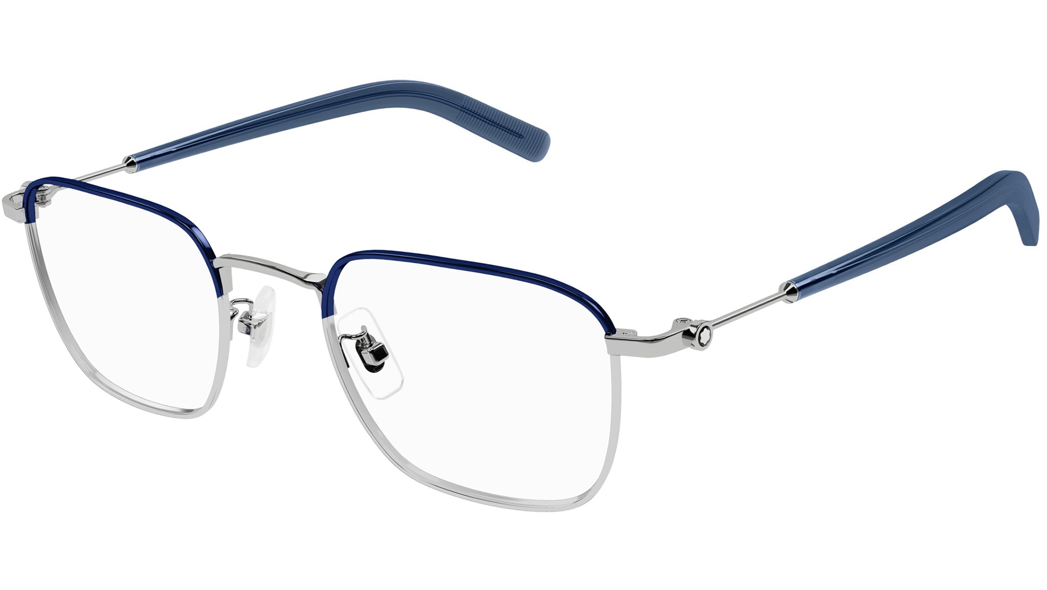Occhiali da vista MONTBLANC MB0389O Shiny silver shiny transparent varnished blue