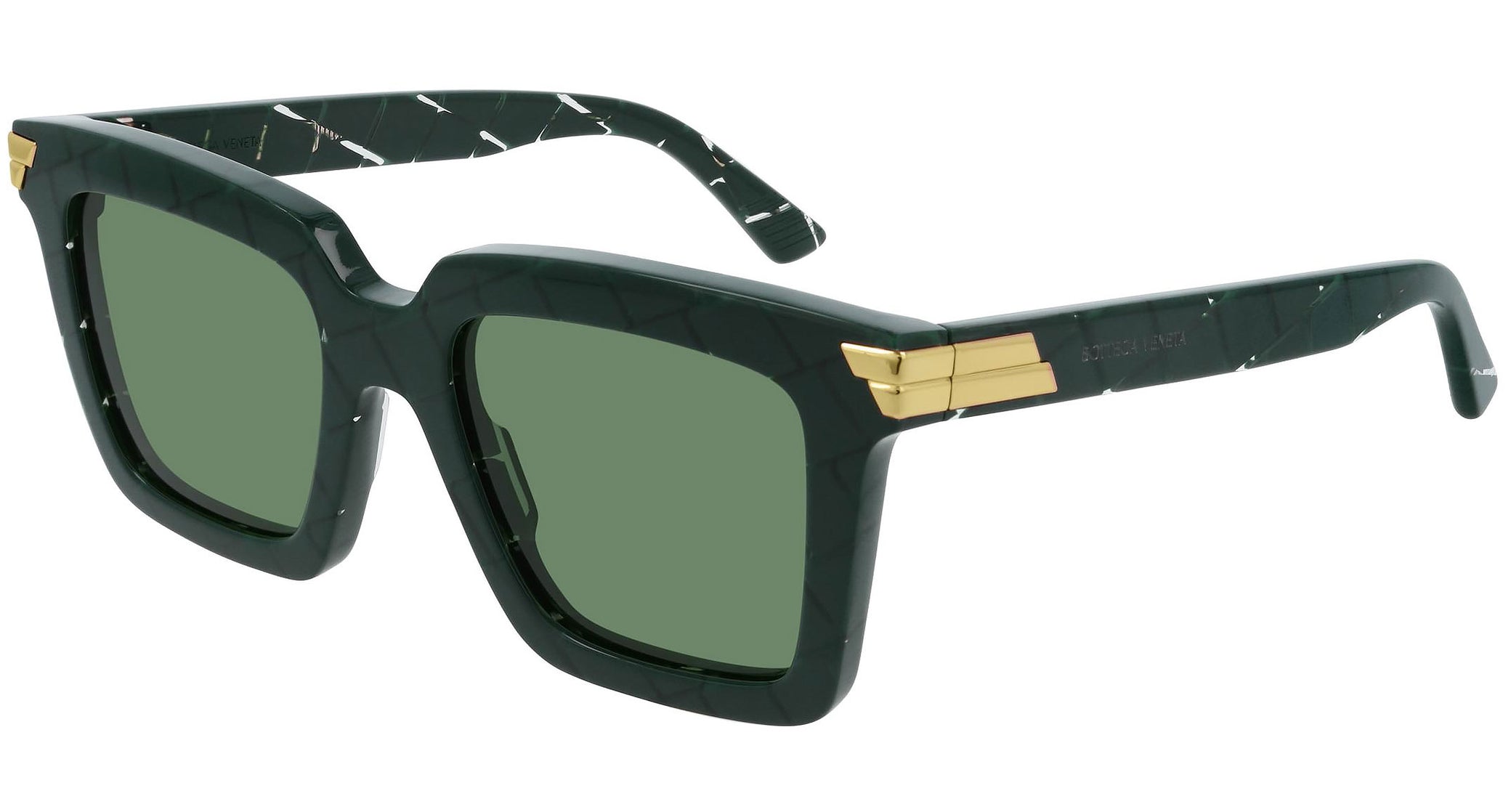 Occhiali da sole BOTTEGA VENETA BV1005S Shiny "intreccio" pattern solid green crystal