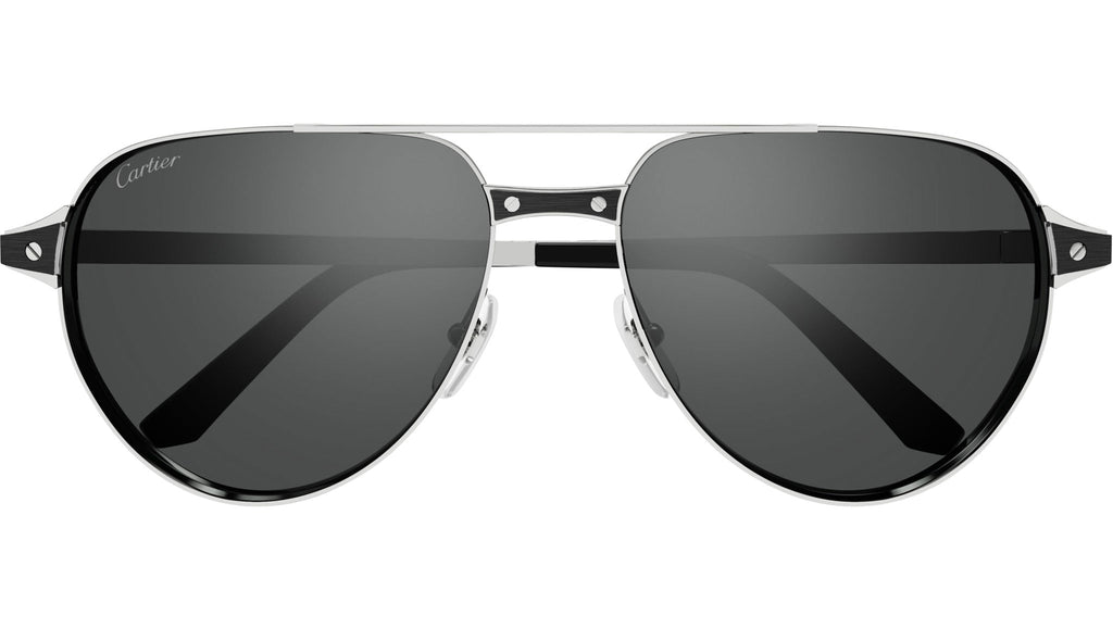 Occhiali da sole CARTIER CT0425S Smooth platinum finish with black inserts