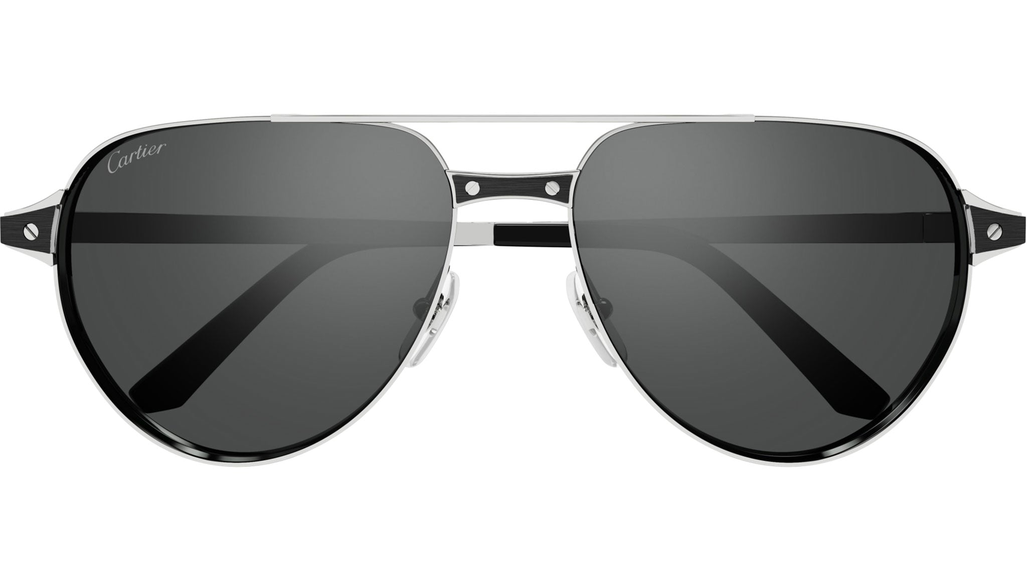 Occhiali da sole CARTIER CT0425S Smooth platinum finish with black inserts