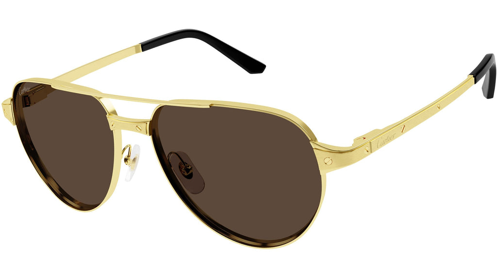 Occhiali da sole CARTIER CT0425S Smooth pale finish with brushed pale inserts